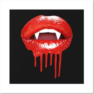 1980s Halloween  Gothic Red Lips Vampire Fangs Posters and Art